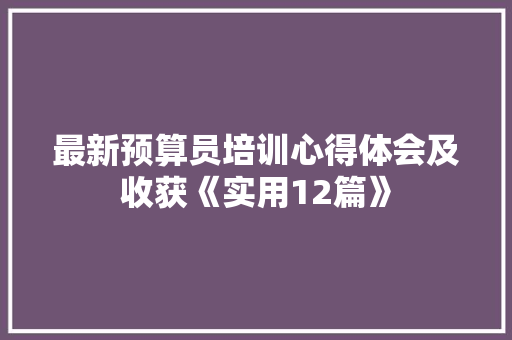 最新预算员培训心得体会及收获《实用12篇》 计算机论文