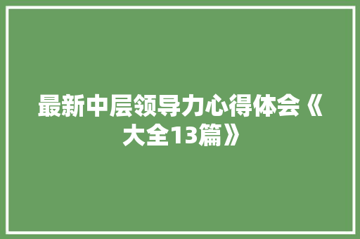 最新中层领导力心得体会《大全13篇》 保证书
