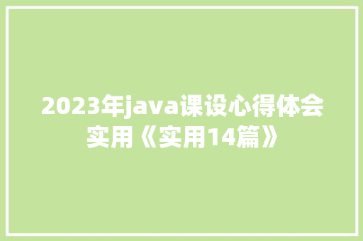 2023年java课设心得体会实用《实用14篇》 承诺书