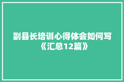 副县长培训心得体会如何写《汇总12篇》 承诺书