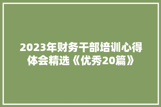2023年财务干部培训心得体会精选《优秀20篇》 策划方案