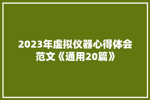 2023年虚拟仪器心得体会范文《通用20篇》 承诺书