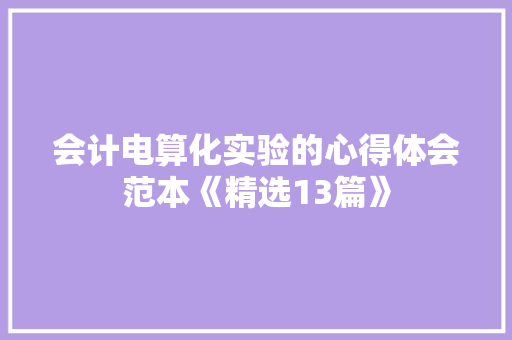 会计电算化实验的心得体会范本《精选13篇》 个人写作
