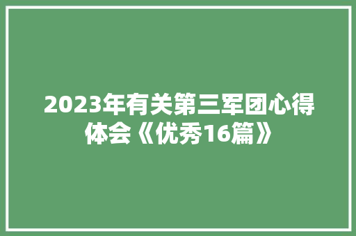 2023年有关第三军团心得体会《优秀16篇》 简历