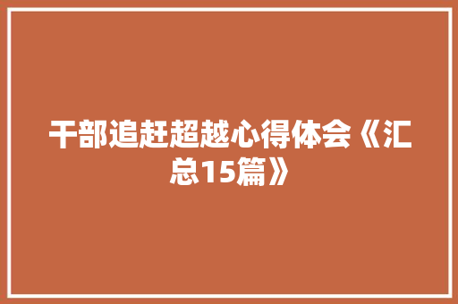 干部追赶超越心得体会《汇总15篇》 简历资料