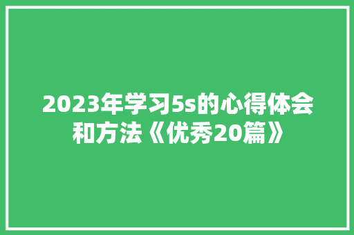 2023年学习5s的心得体会和方法《优秀20篇》 承诺书