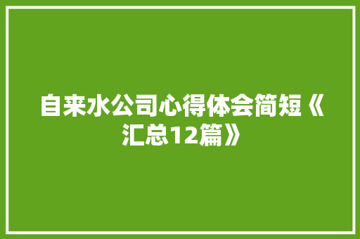 自来水公司心得体会简短《汇总12篇》 英文简历