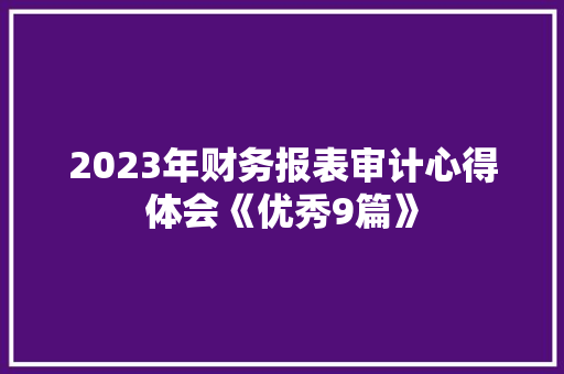 2023年财务报表审计心得体会《优秀9篇》 毕业设计