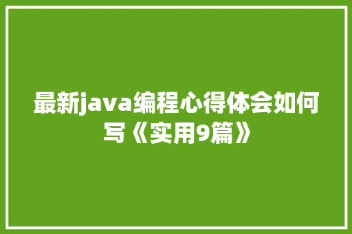 最新java编程心得体会如何写《实用9篇》 承诺书