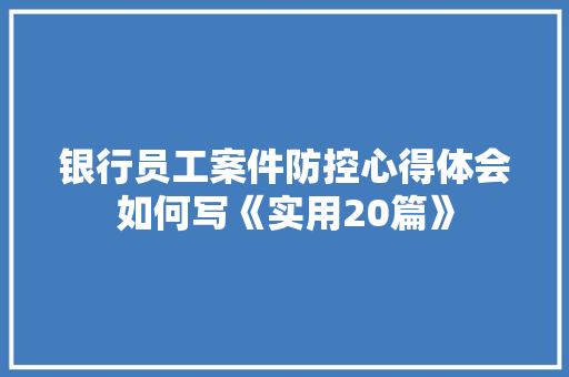 银行员工案件防控心得体会如何写《实用20篇》 教育论文