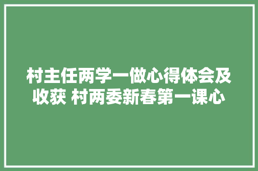 村主任两学一做心得体会及收获 村两委新春第一课心得体会《2篇》 公证书