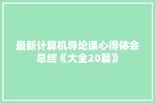 最新计算机导论课心得体会总结《大全20篇》 承诺书