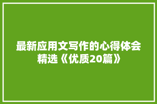 最新应用文写作的心得体会精选《优质20篇》 计算机论文