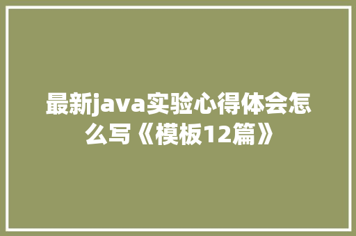 最新java实验心得体会怎么写《模板12篇》 策划方案