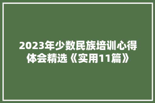2023年少数民族培训心得体会精选《实用11篇》 个人写作
