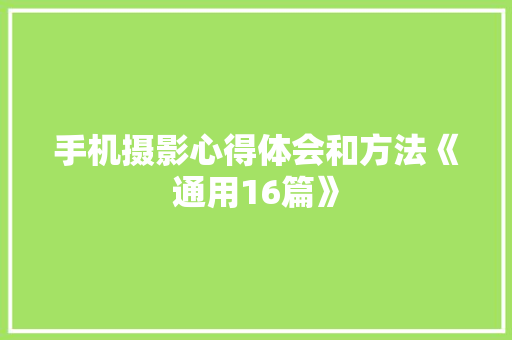 手机摄影心得体会和方法《通用16篇》 担保书