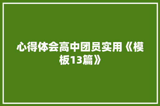 心得体会高中团员实用《模板13篇》 简历资料