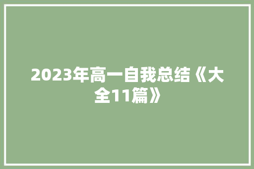 2023年高一自我总结《大全11篇》 简历资料