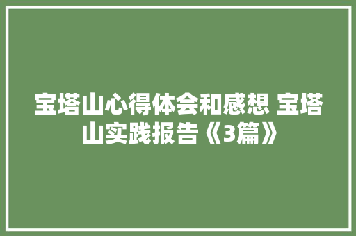 宝塔山心得体会和感想 宝塔山实践报告《3篇》 论文