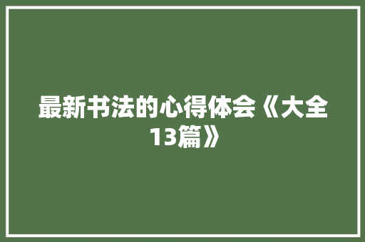 最新书法的心得体会《大全13篇》 策划方案