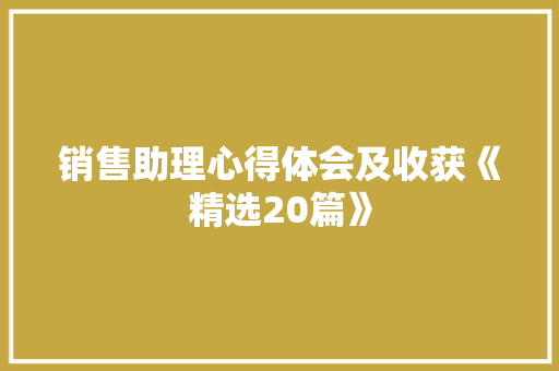 销售助理心得体会及收获《精选20篇》 管理论文