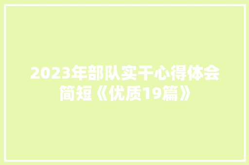 2023年部队实干心得体会简短《优质19篇》 计算机论文