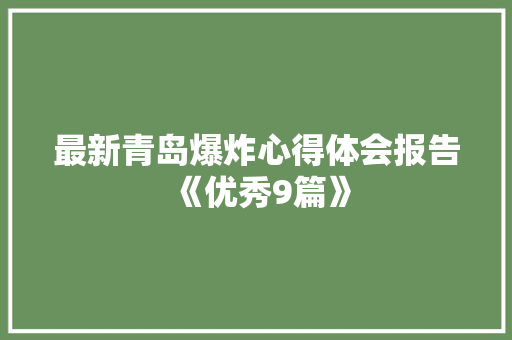 最新青岛爆炸心得体会报告《优秀9篇》 个人简历