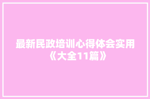 最新民政培训心得体会实用《大全11篇》 条剧书信