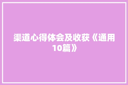 渠道心得体会及收获《通用10篇》 承诺书