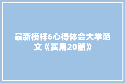 最新榜样6心得体会大学范文《实用20篇》 担保书