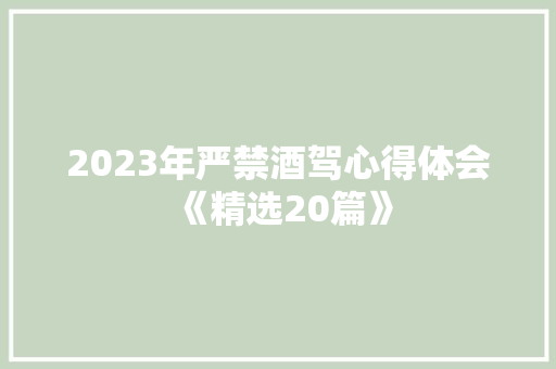 2023年严禁酒驾心得体会《精选20篇》 计算机论文