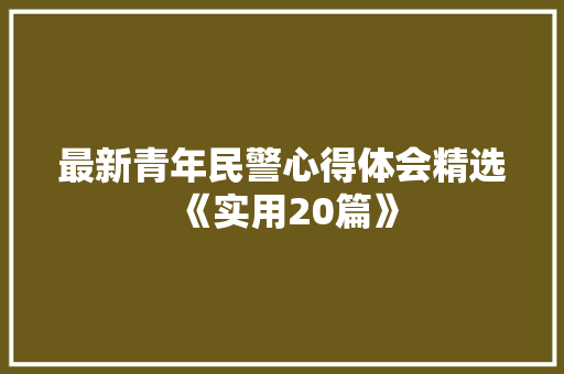 最新青年民警心得体会精选《实用20篇》 承诺书