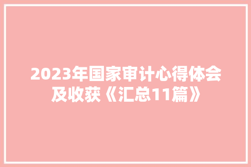 2023年国家审计心得体会及收获《汇总11篇》 办公写作