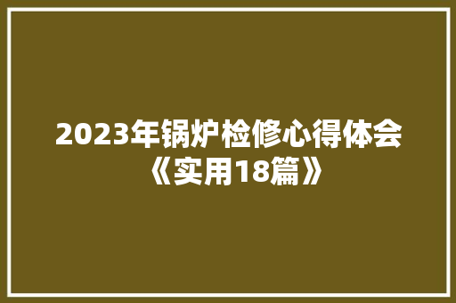 2023年锅炉检修心得体会《实用18篇》 条剧书信