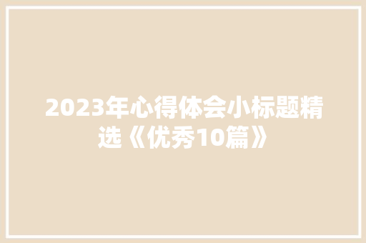 2023年心得体会小标题精选《优秀10篇》 面试技巧