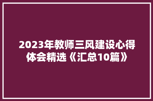 2023年教师三风建设心得体会精选《汇总10篇》 英文简历