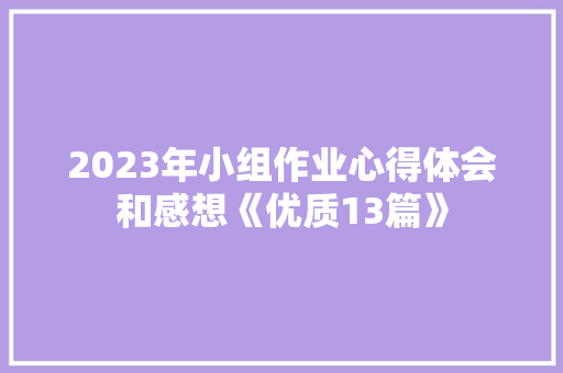 2023年小组作业心得体会和感想《优质13篇》 公证书