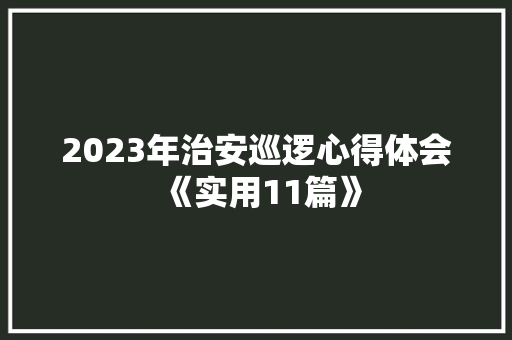 2023年治安巡逻心得体会《实用11篇》 个人简历