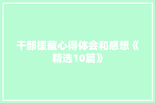 干部援藏心得体会和感想《精选10篇》 计算机论文