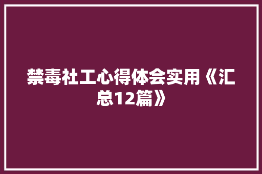禁毒社工心得体会实用《汇总12篇》 公证书