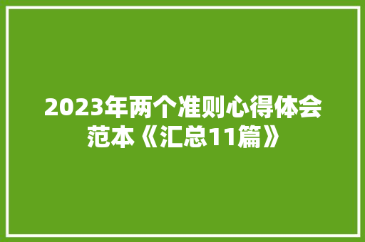 2023年两个准则心得体会范本《汇总11篇》 表扬书