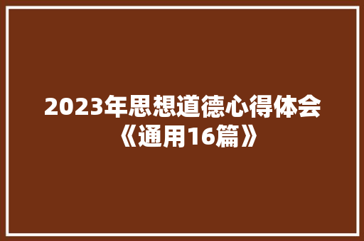 2023年思想道德心得体会《通用16篇》 表扬书