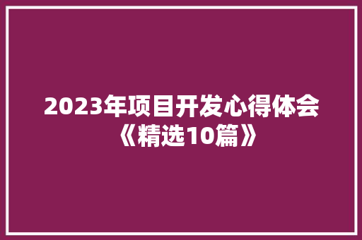 2023年项目开发心得体会《精选10篇》 办公写作