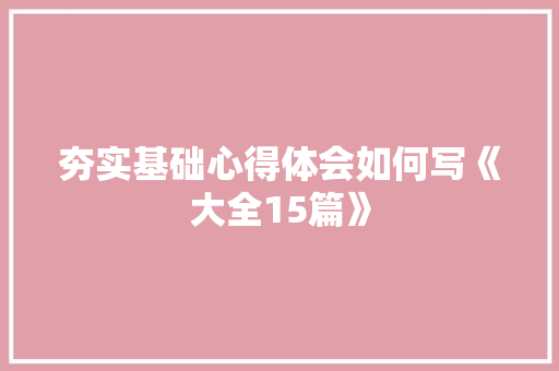 夯实基础心得体会如何写《大全15篇》 承诺书