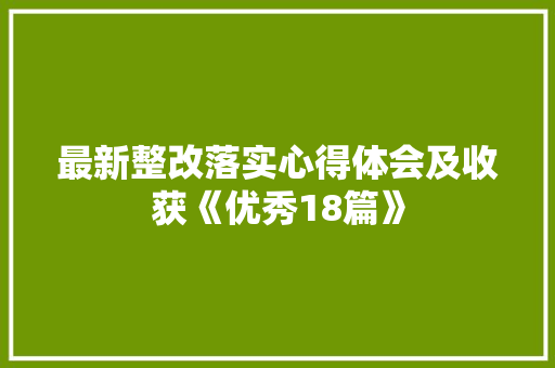 最新整改落实心得体会及收获《优秀18篇》 计算机论文