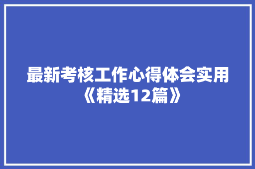 最新考核工作心得体会实用《精选12篇》 办公写作