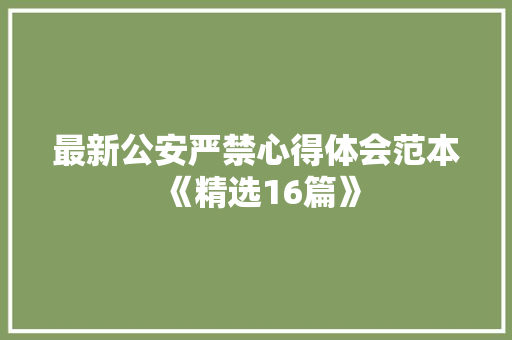 最新公安严禁心得体会范本《精选16篇》 英文简历