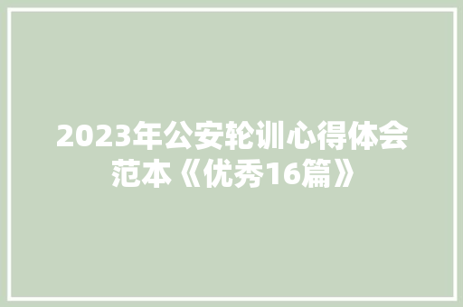 2023年公安轮训心得体会范本《优秀16篇》 条剧书信