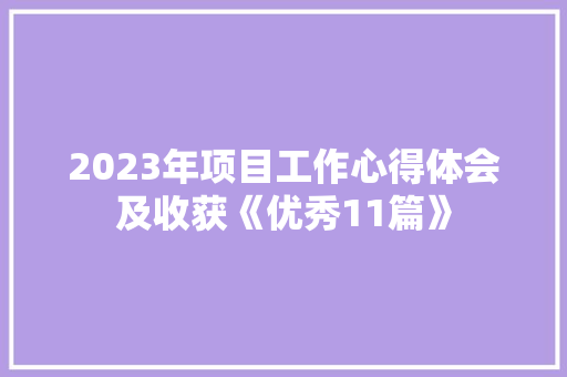 2023年项目工作心得体会及收获《优秀11篇》 担保书