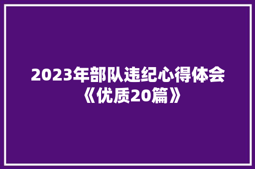 2023年部队违纪心得体会《优质20篇》 简历资料